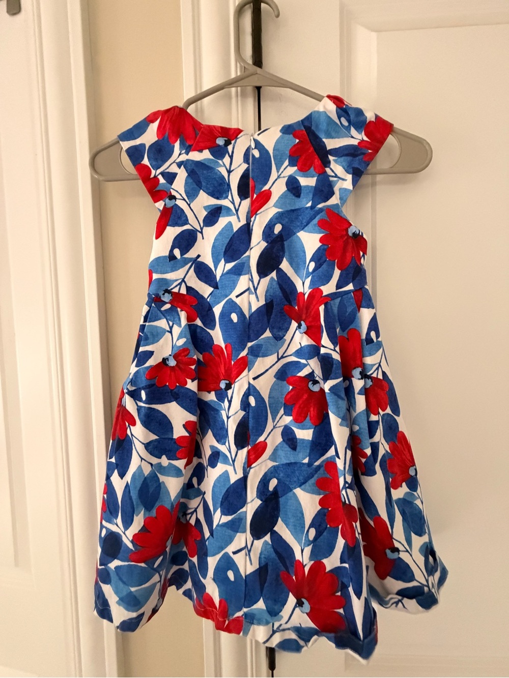Girls Red & Blue Floral Fit-and-Flare Dress
